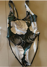 Load image into Gallery viewer, Black and White Rose Foil One-Piece Swimsuit