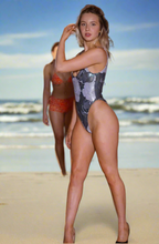 Load image into Gallery viewer, Black and White Rose Foil One-Piece Swimsuit