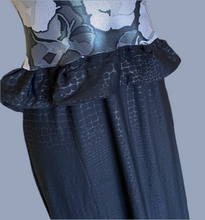 Load image into Gallery viewer, Black and White Rose Foil Sleeveless Empire Waist Dress