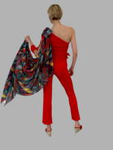 Load image into Gallery viewer, Colored Leaves Silk Chiffon Scarf (Long)