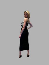 Load image into Gallery viewer, Black and White Rose Foil Sleeveless Empire Waist Dress