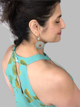 Load image into Gallery viewer, Gold Clover Halter Neck Chiffon Dress