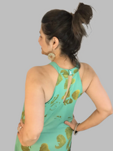 Load image into Gallery viewer, Gold Clover Halter Neck Chiffon Dress