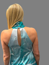 Load image into Gallery viewer, Ombre Lotus Green Asymmetric Hater Satin Top