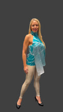 Load image into Gallery viewer, Ombre Lotus Green Asymmetric Hater Satin Top