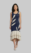 Load image into Gallery viewer, Woman wearing a navy dress with white leaf patterns Luxury Party Dress