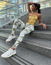 Load image into Gallery viewer, White Olive Leaves High Waist Leggings