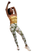 Load image into Gallery viewer, White Olive Leaves High Waist Leggings