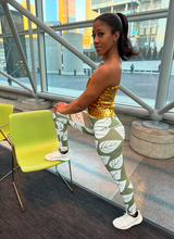 Load image into Gallery viewer, White Olive Leaves High Waist Leggings