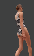 Load image into Gallery viewer, Black and White Rose Foil One-Piece Swimsuit