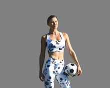 Load image into Gallery viewer, Blue Cornflower High Waist Leggings and Longline Bra Top