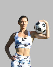 Load image into Gallery viewer, Blue Cornflower High Waist Leggings and Longline Bra Top