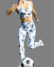 Load image into Gallery viewer, Blue Cornflower High Waist Leggings and Longline Bra Top