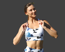 Load image into Gallery viewer, Blue Cornflower High Waist Leggings and Longline Bra Top