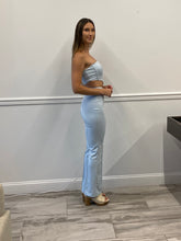 Load image into Gallery viewer, Sky Blue Corset Top and Wide-Leg Pant Set

