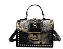 Load image into Gallery viewer, Snakeskin Crossbody Handbag (Gold and Silver)