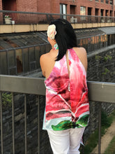 Load image into Gallery viewer, Pink Magnolia Asymmetric Halter Satin Top