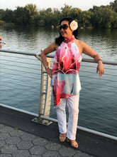 Load image into Gallery viewer, Pink Magnolia Asymmetric Halter Satin Top