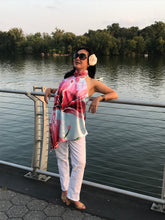 Load image into Gallery viewer, Pink Magnolia Asymmetric Halter Satin Top