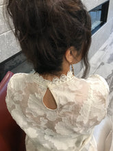 Load image into Gallery viewer, Rose White Embossed Angel Sleeve Top