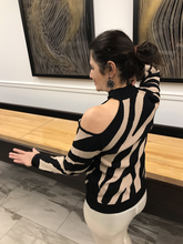Load image into Gallery viewer, Zebra One Cold Shoulder Knit Top