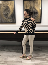 Load image into Gallery viewer, Zebra One Cold Shoulder Knit Top