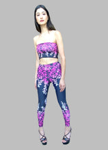 Load image into Gallery viewer, Pink Ombre' Leaves Leggings Bandeau Top Athleisurewear Set
