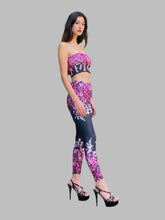 Load image into Gallery viewer, Pink Ombre' Leaves Leggings Bandeau Top Athleisurewear Set