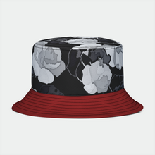 Load image into Gallery viewer, Hat: Roses and Merlot Flat Top Bucket Style
