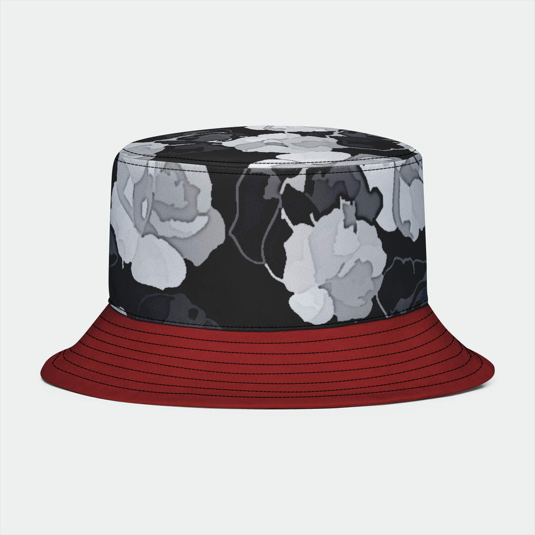 Hat: Roses and Merlot Flat Top Bucket Style