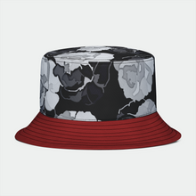 Load image into Gallery viewer, Hat: Roses and Merlot Flat Top Bucket Style
