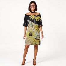 Load image into Gallery viewer, Black-Eyed Susan Off-Shoulder Shawl Dress
