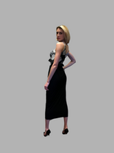 Load image into Gallery viewer, Black and White Rose Foil Sleeveless Empire Waist Dress
