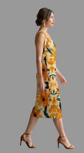 Load image into Gallery viewer, Black-Eyed Susan Chiffon Tie-Strap Midi Dress
