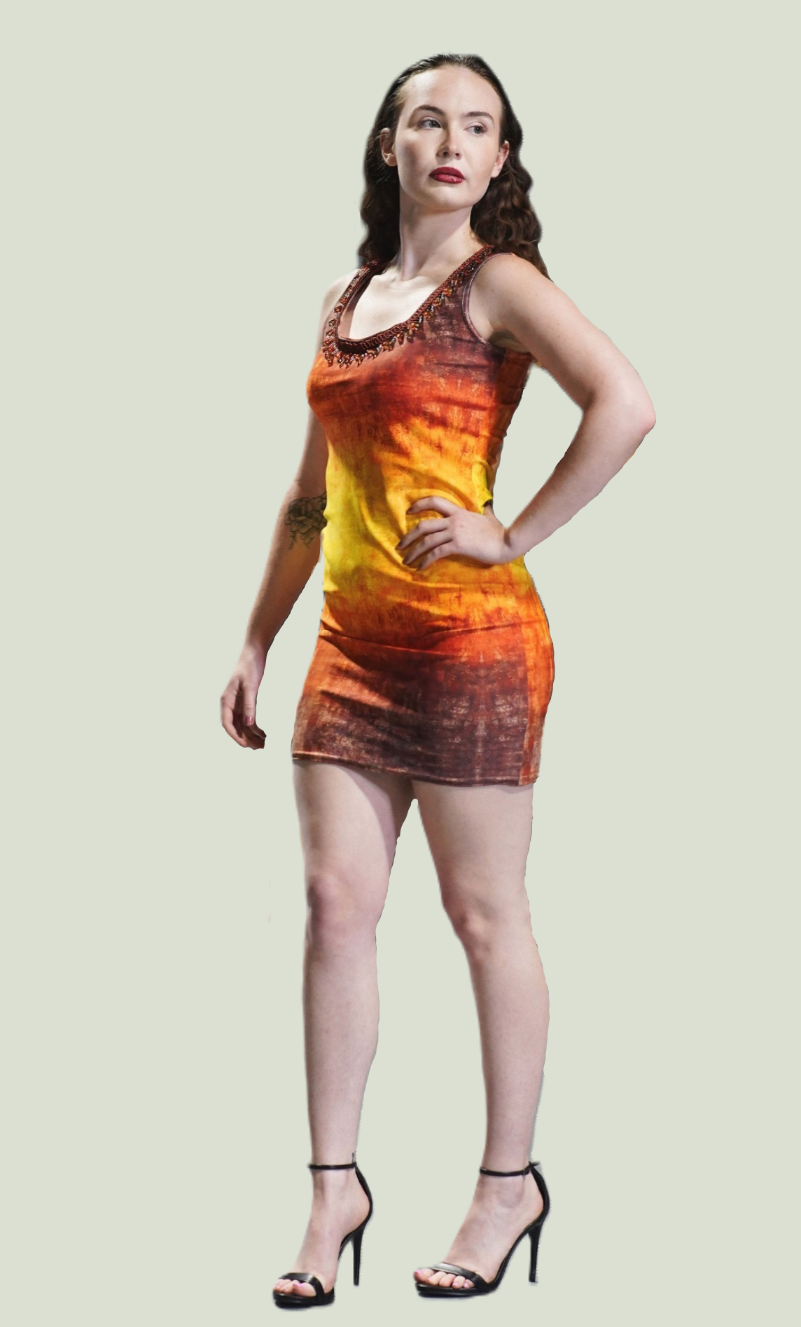 Jeweled Sunrise Ombre Bodycon Dress