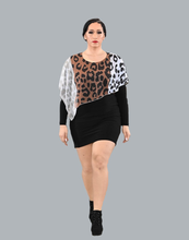 Load image into Gallery viewer, Tricolor Leopard Cape Dress
