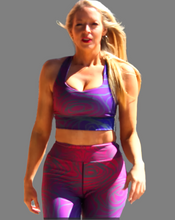 Load image into Gallery viewer, Sunset Rose Ombre High Waist Leggings and Longline Bra Top
