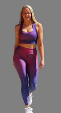 Load image into Gallery viewer, Sunset Rose Ombre High Waist Leggings and Longline Bra Top
