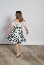 Load image into Gallery viewer, Leopard Two-Tone Off Shoulder Chiffon Dress
