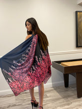 Load image into Gallery viewer, Pink Ombré Leaves Silk Chiffon Scarf
