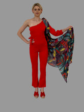 Load image into Gallery viewer, Scarlet One Shoulder Jumpsuit with Scarf
