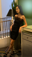 Load image into Gallery viewer, Black Strapless Feather Bodycon Dress
